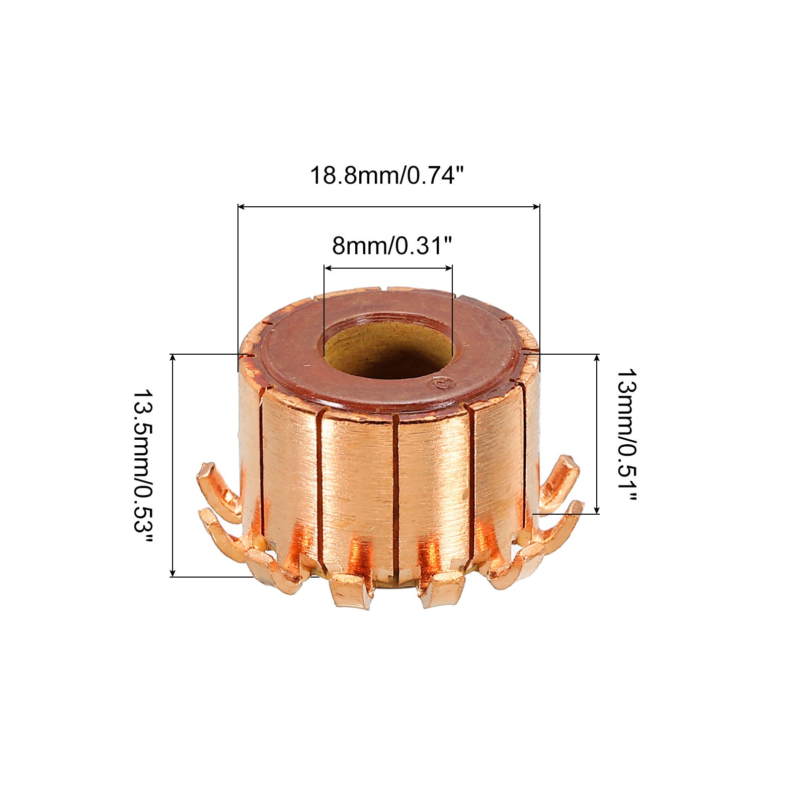 Electric Motor Commutator 12 Gear Teeth 8mm ID 18.8mm OD for Motor Spare Parts