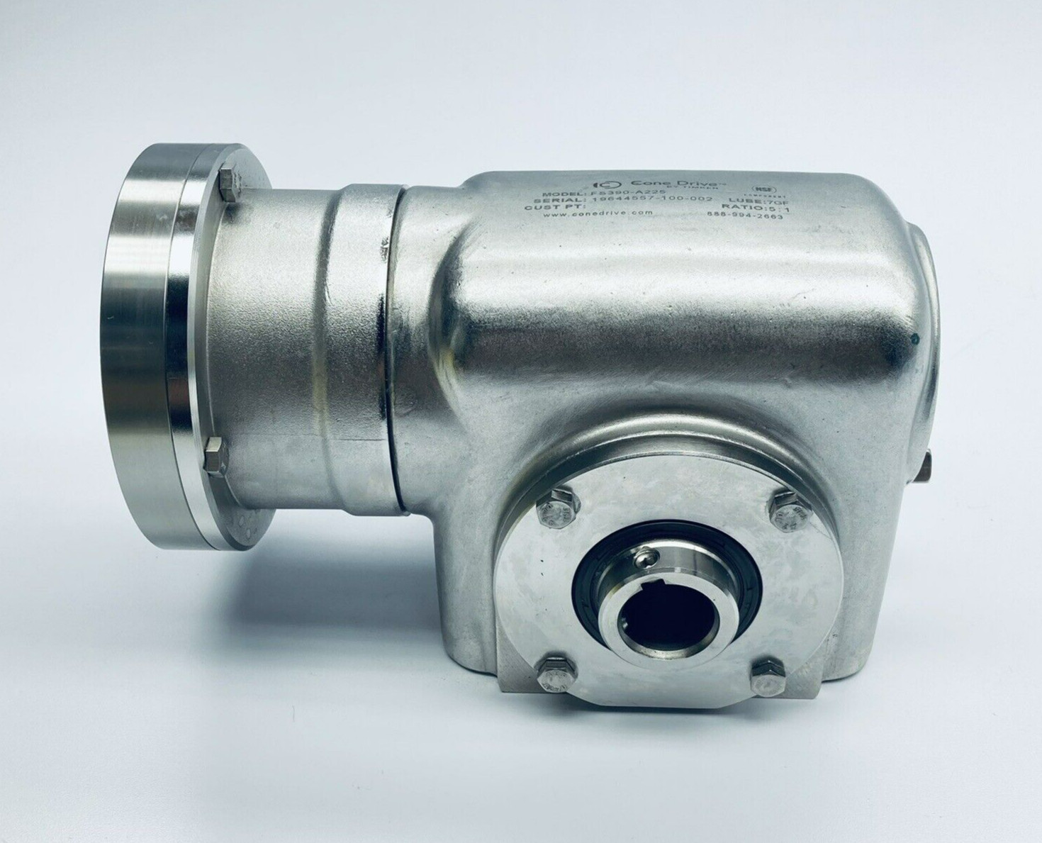 CONE DRIVE FS390-A225 STAINLESS STEEL RIGHT ANGLE GEARBOX RATIO 5:1