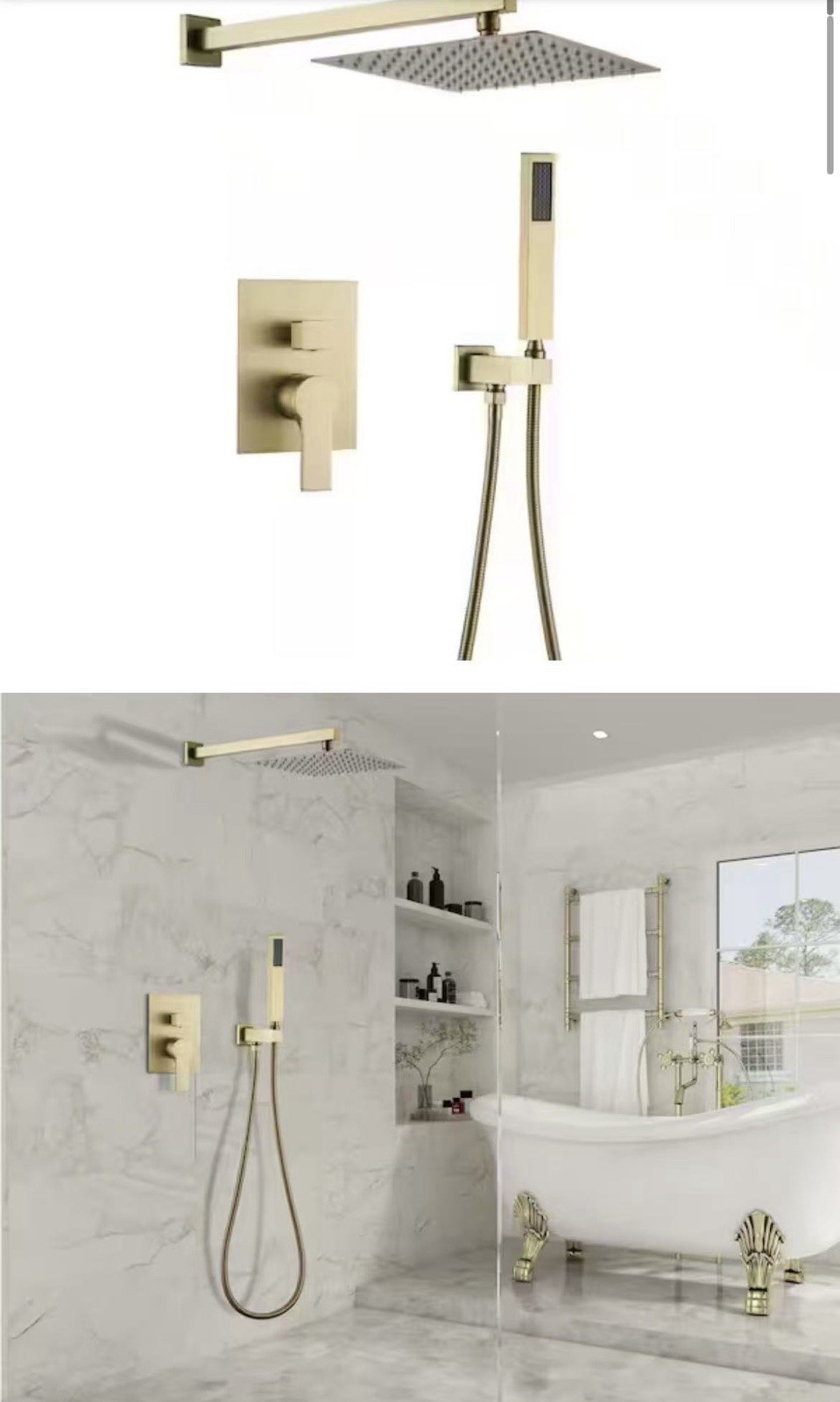 1-Spray Patterns with 2.5 GPM 10 in. Wall Mount Dual Shower Heads