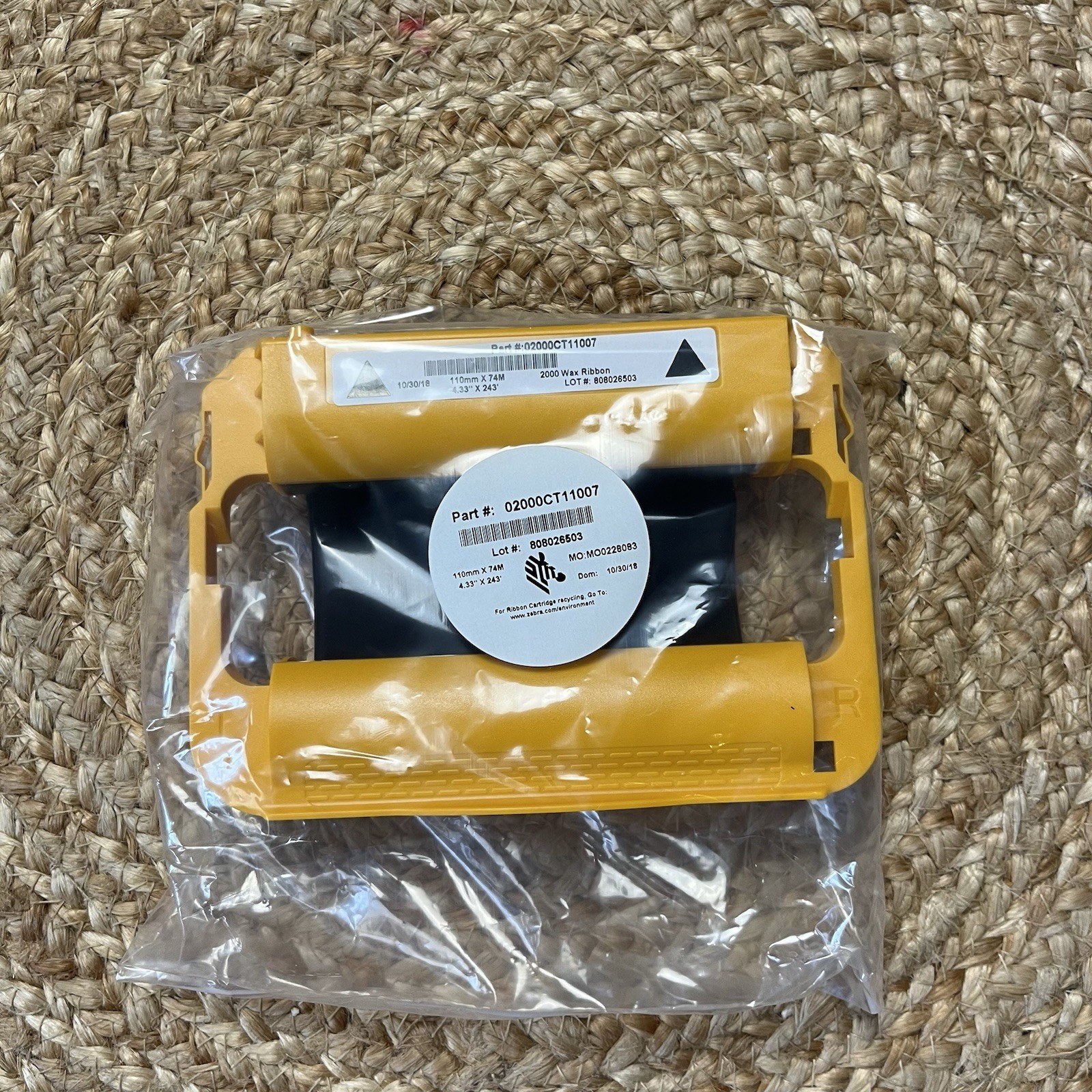 Zebra Performance 2000 Wax Ribbon 4.33″X 243′ Part# 02000CT11007 DOM 10/30/18