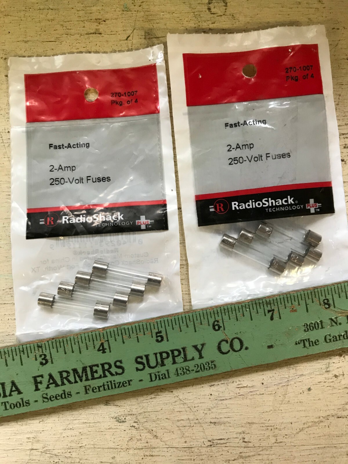 (qty 8) 2 pkg. of 4 fast-acting 2 amp 250v fuses 270-1007