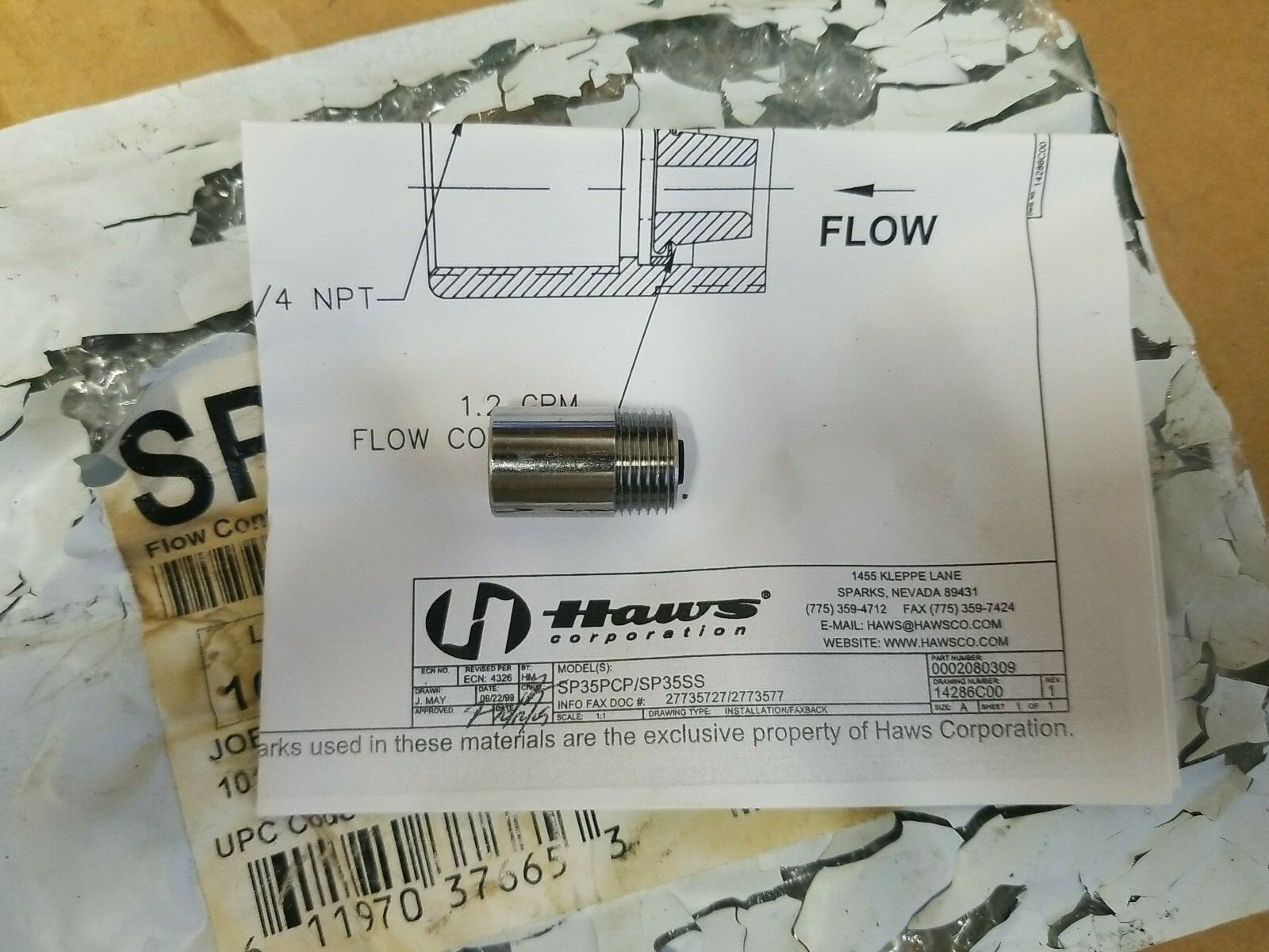 Genuine Haws Flow Control Model SP35PCP (NOS)
