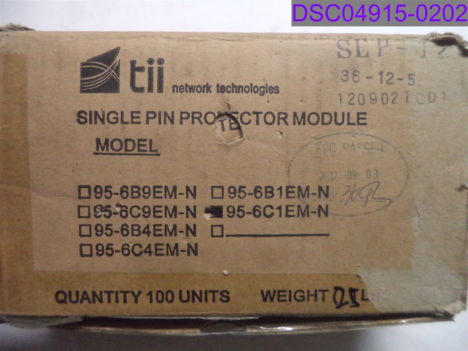Qty = 100: tii Porta Systems 1-Pin Gas Tube Protector P/N 95-6C1EM-N
