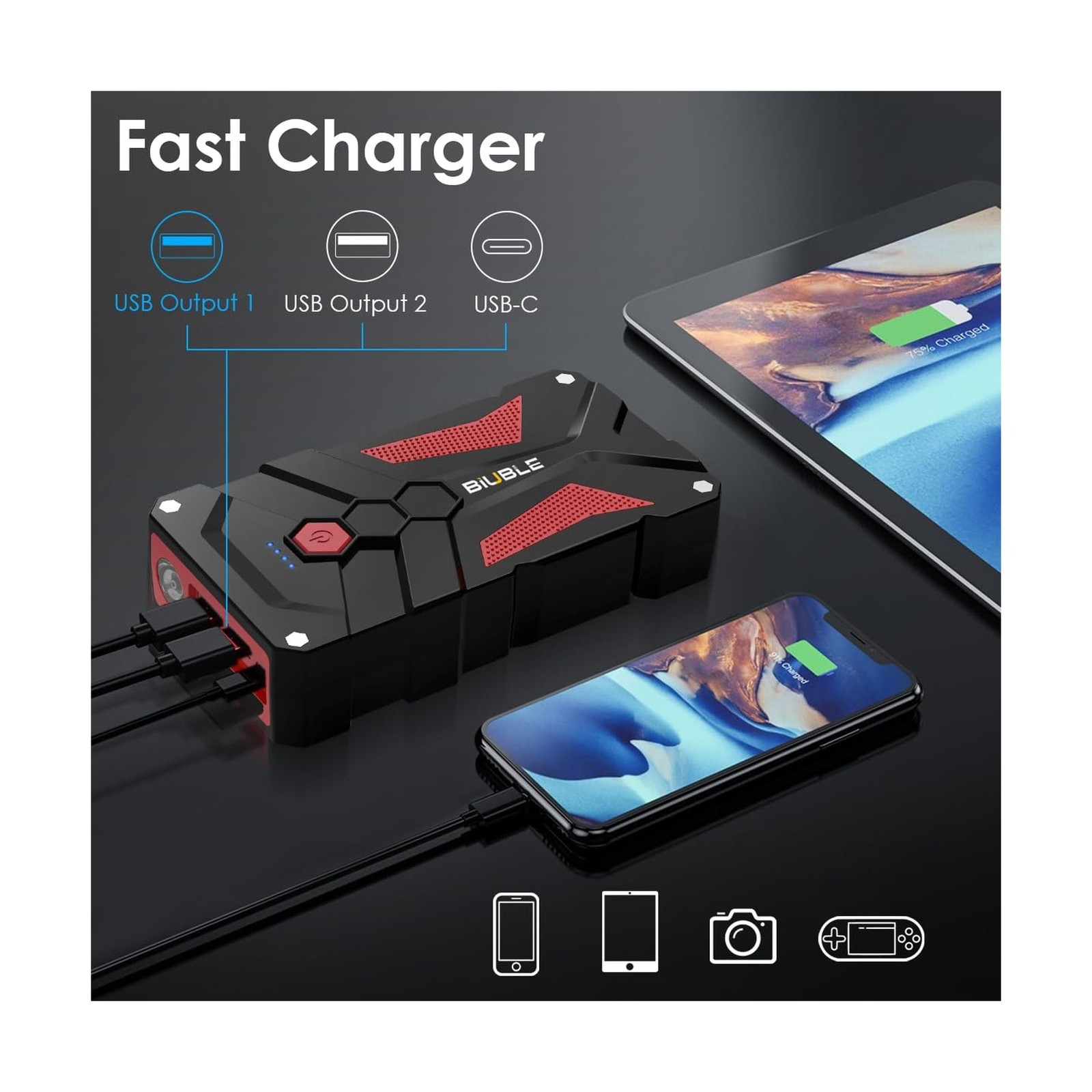 Jump Starter Car Jump Starter Auto Battery Booster Pack 5000A Peak 12V with U…