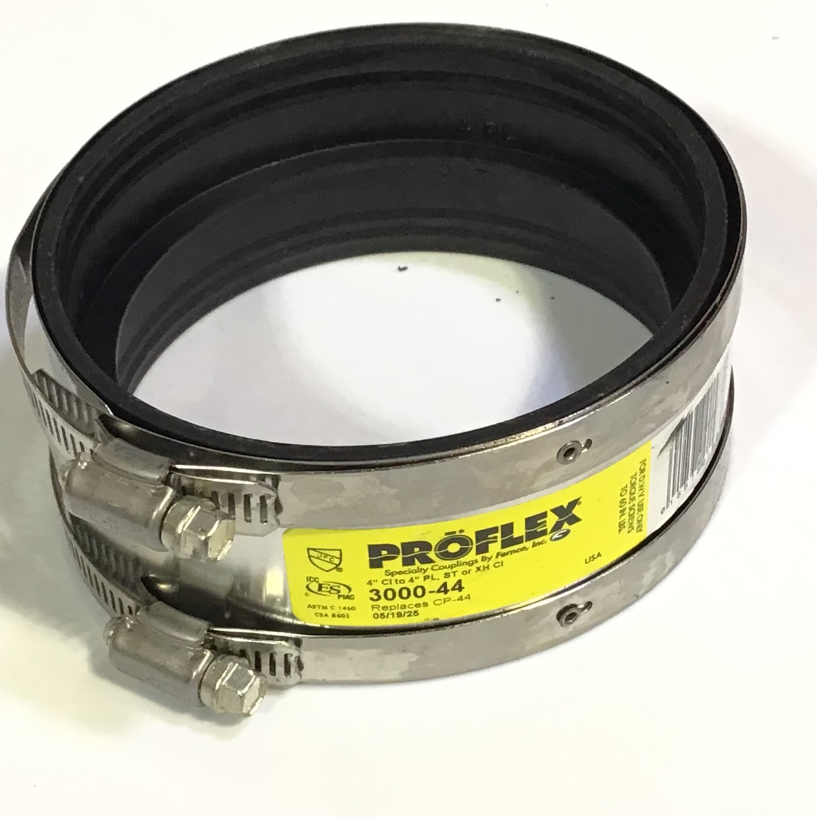 New Fernco 3000-44 Proflex 4″ CI TO 4″ PL, ST, XH CI – EPDM SHIELDED COUPLING