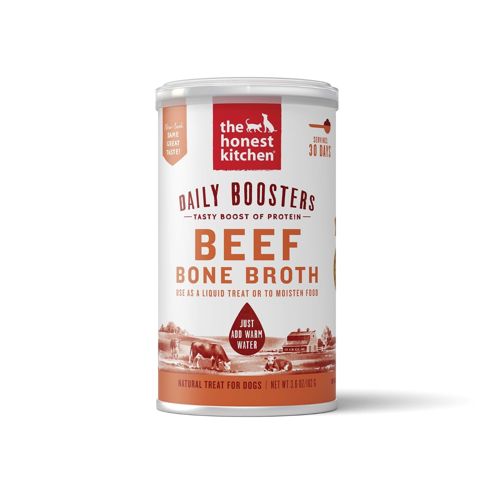 5 Pack The Honest Kitchen Instant Boosters Beef Bone Broth For Dogs 3.6Oz jar