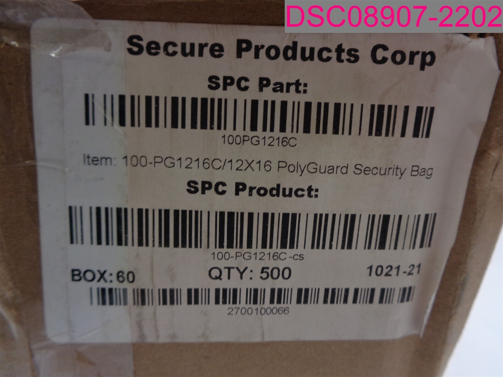 QTY=500 (5 Packs of 100); Secure Products Corp. 12″x16″ Polyguard Security Bags