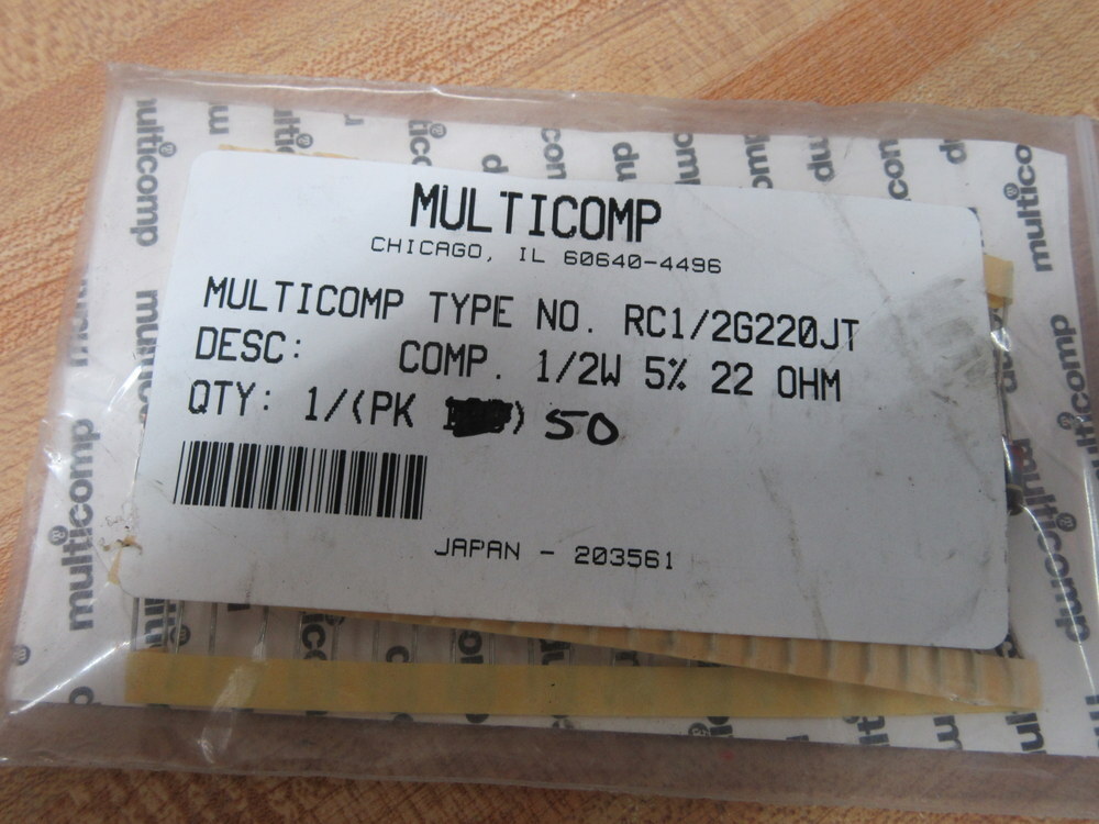 Multicomp RC1/2G220JT Carbon Resistor RC12G220JT (Pack of 50)