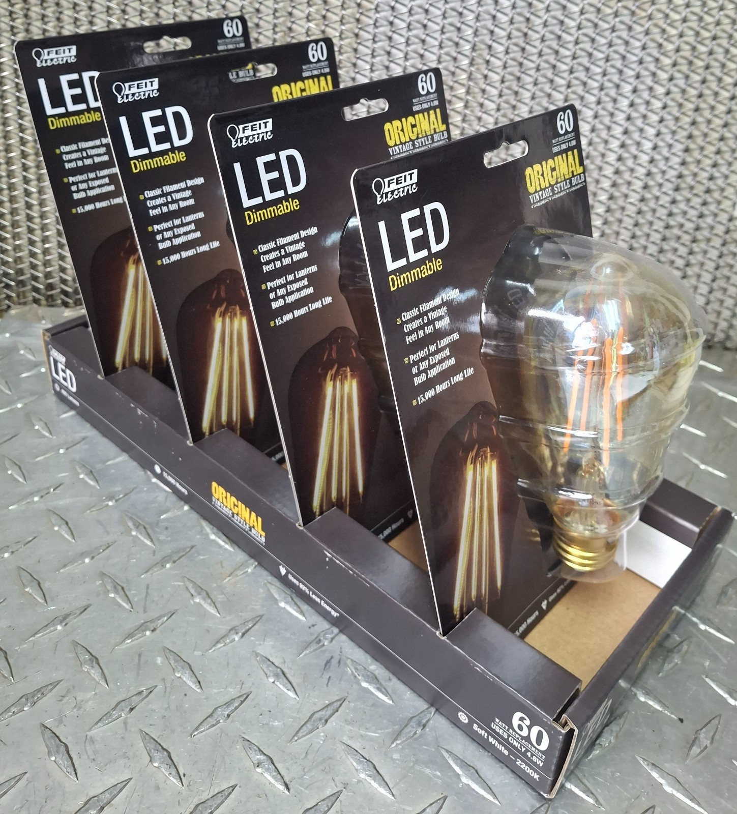 Lot of 4 Feit Electric LED Dimmable Vintage Style Light Bulb #BPST19/LED ST19