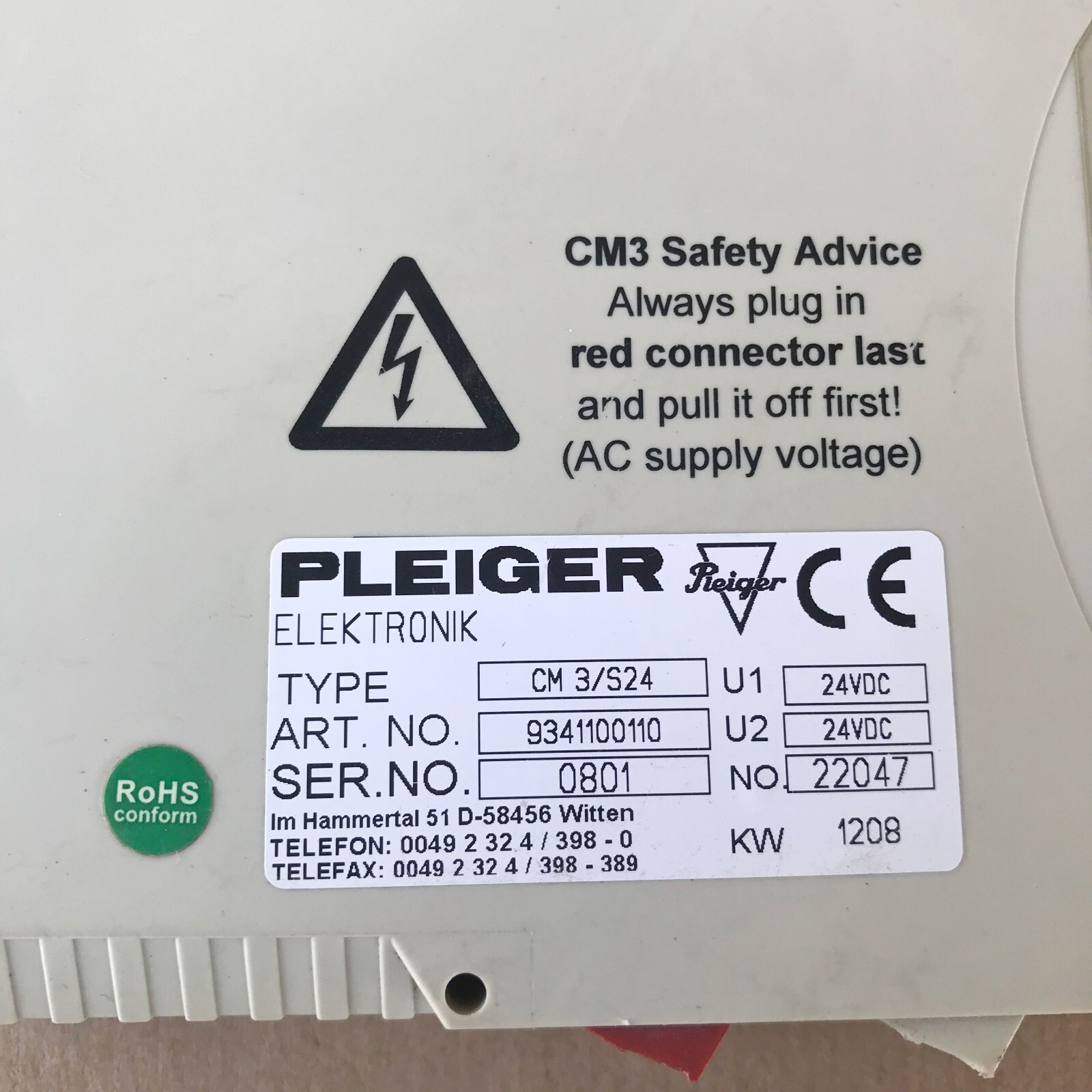 Pleiger CM3/S24 Control Module 9341100110