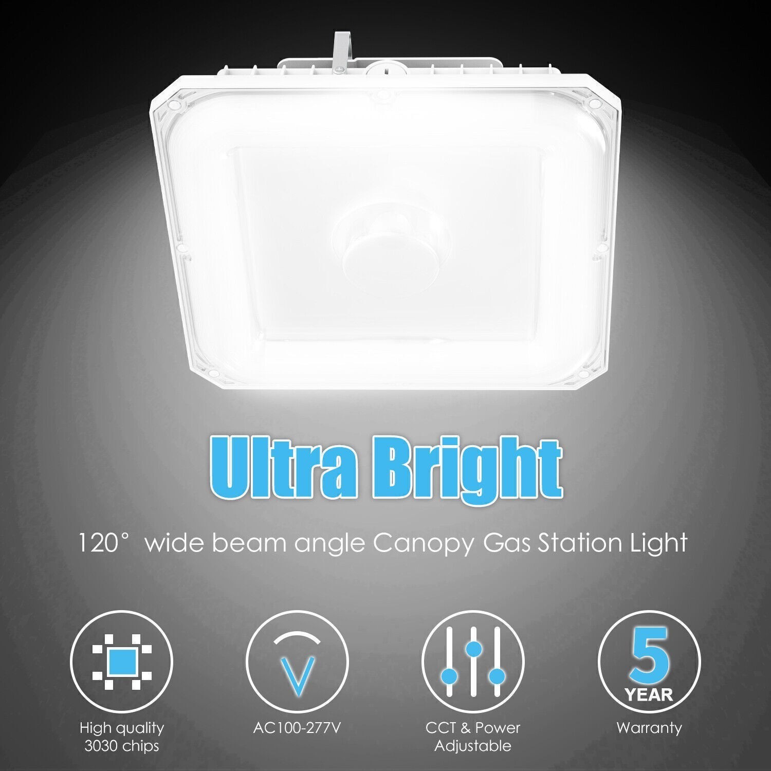 100W LED Canopy Light Commercial Parking Lot Gas Station Lighting IP65 13,500LM