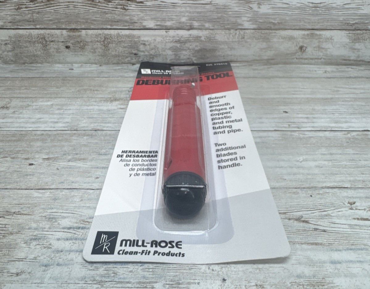 Mill-Rose Plastic Metal Deburring Tool Black Red with 2 Replacement Blades 70415