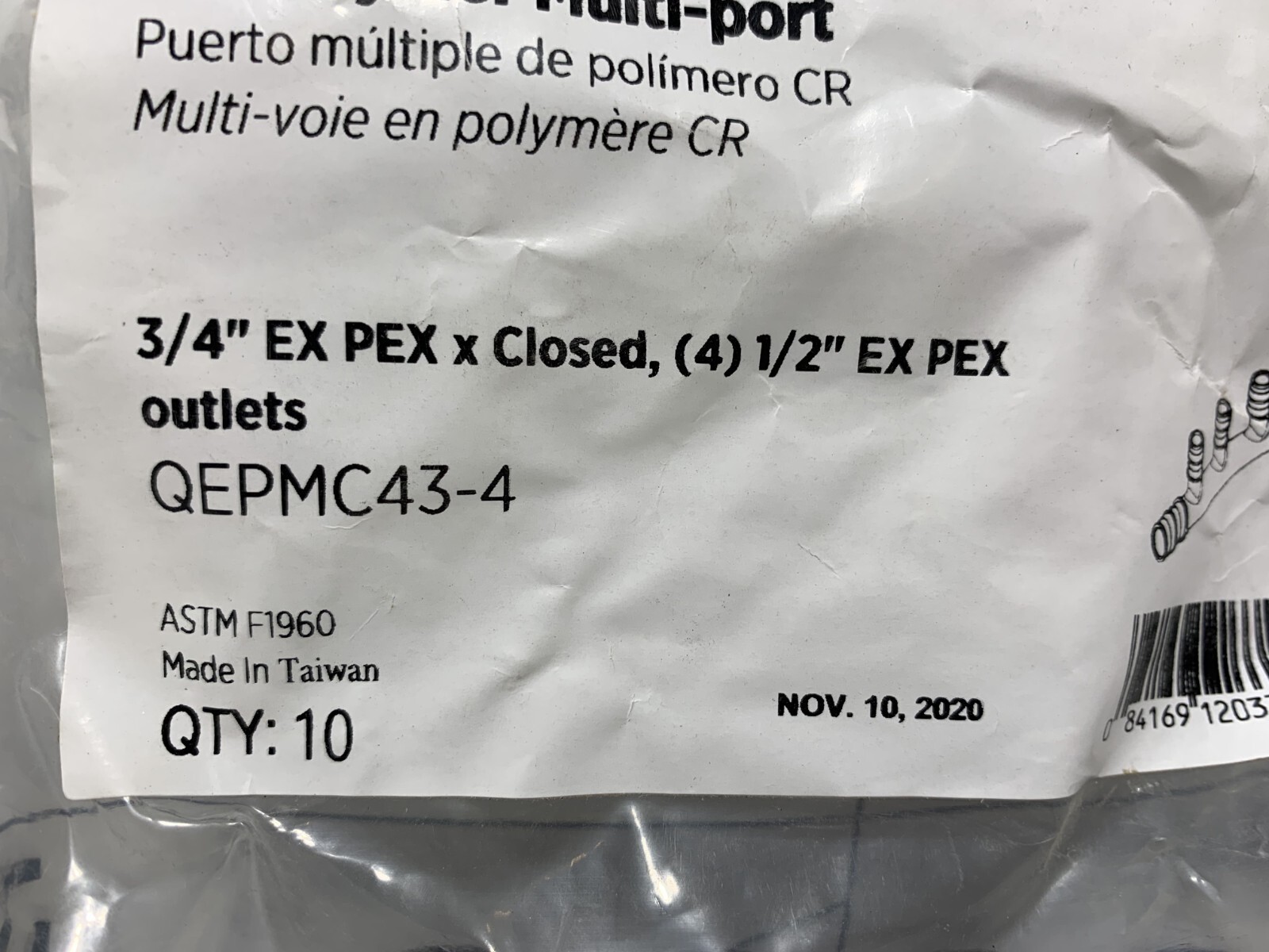 Zurn QEPMC43-4 CR Colymer Multi-Port Expansion FIttings 3/4″ (pk of 10)