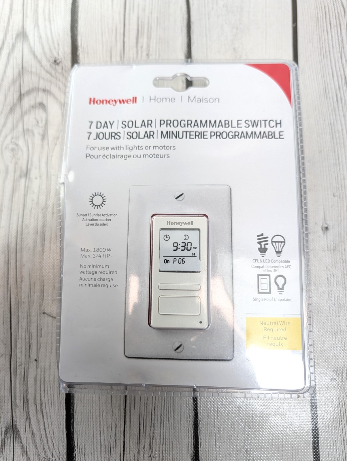 Honeywell 120-Volt 7-Day Programmable In/Out Motor & Light Switch Timer RPLS740B