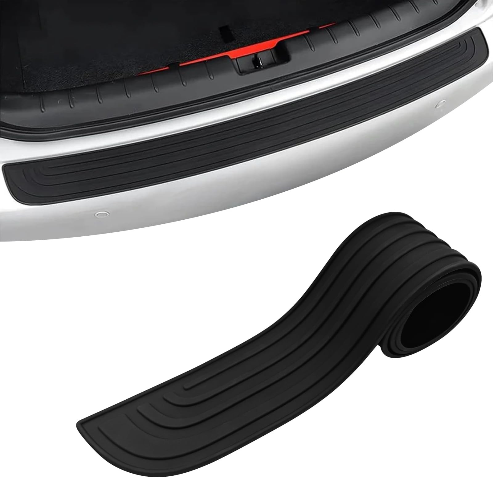 Universal Car Rear Bumper Protector 41 Inch Rubber Trunk Sill Guard Black