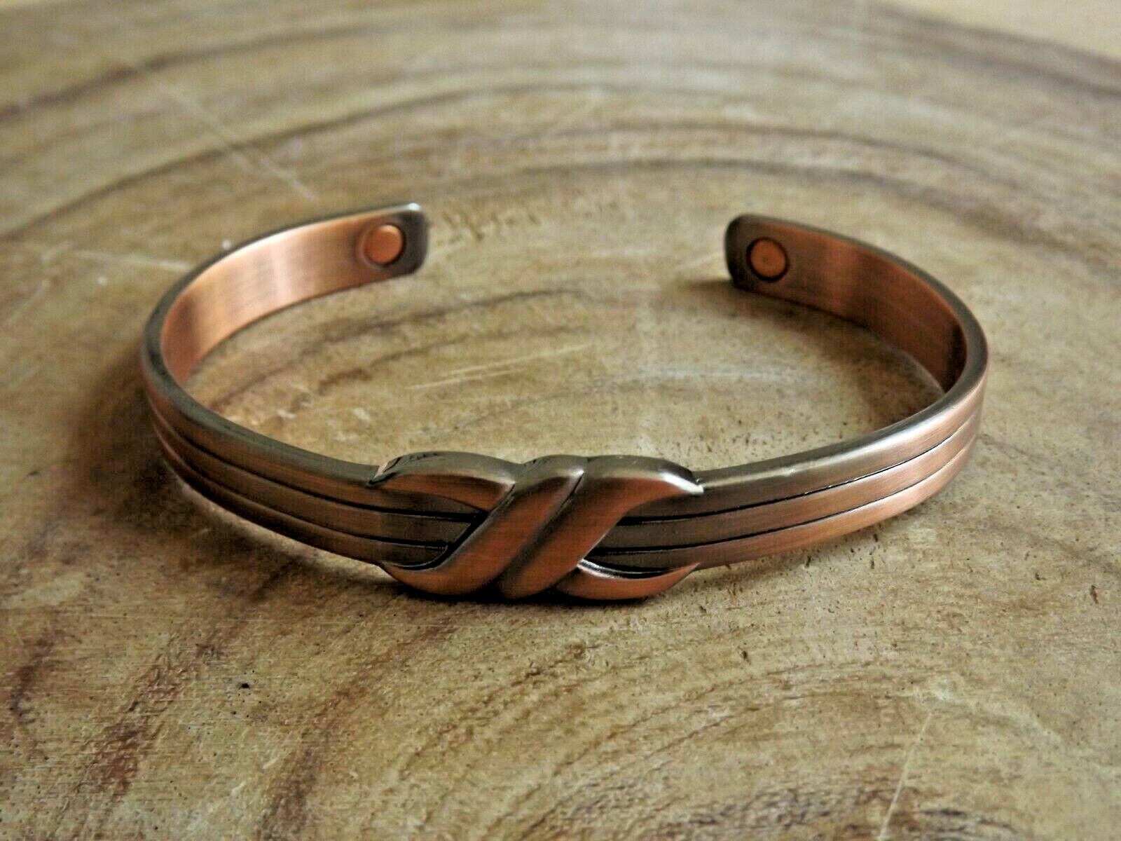 2 Pack Oxidized Pure Copper Magnetic Bracelet Arthritis Energy Cuff – Knot