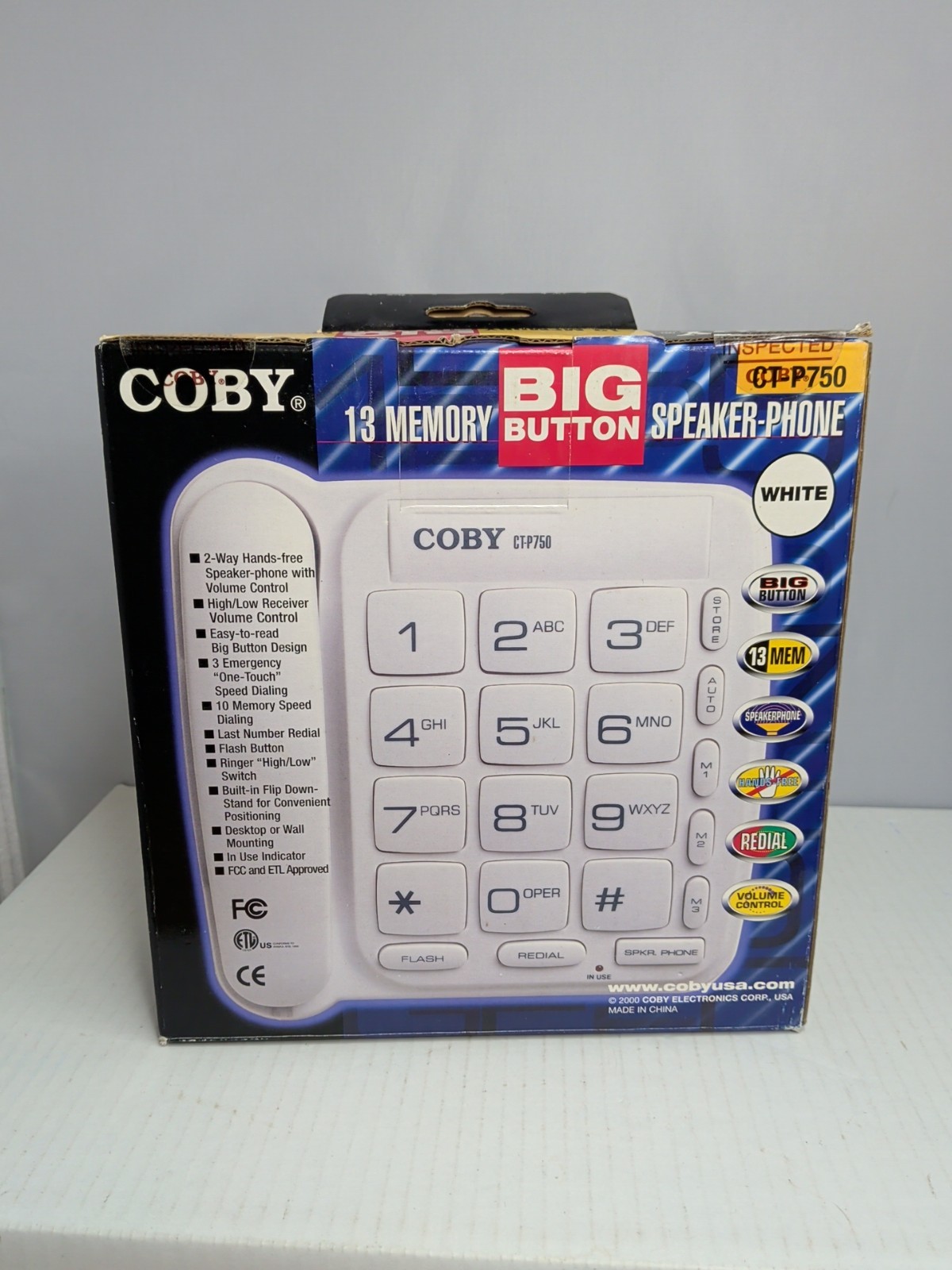 Coby CT-P750 Big Button Phone Speakerphone Brand New Old Stock S3
