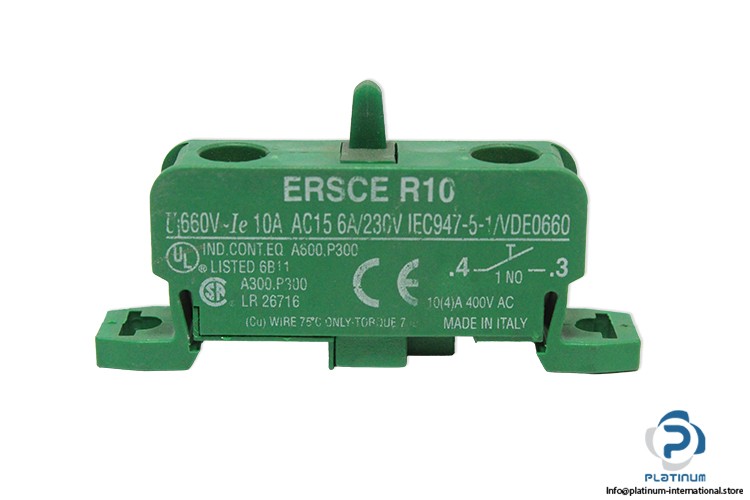 ERSCE R10 CONTACT BLOCK_1 Normally Open (1 NO) Contact_AC15-6 A / 230V