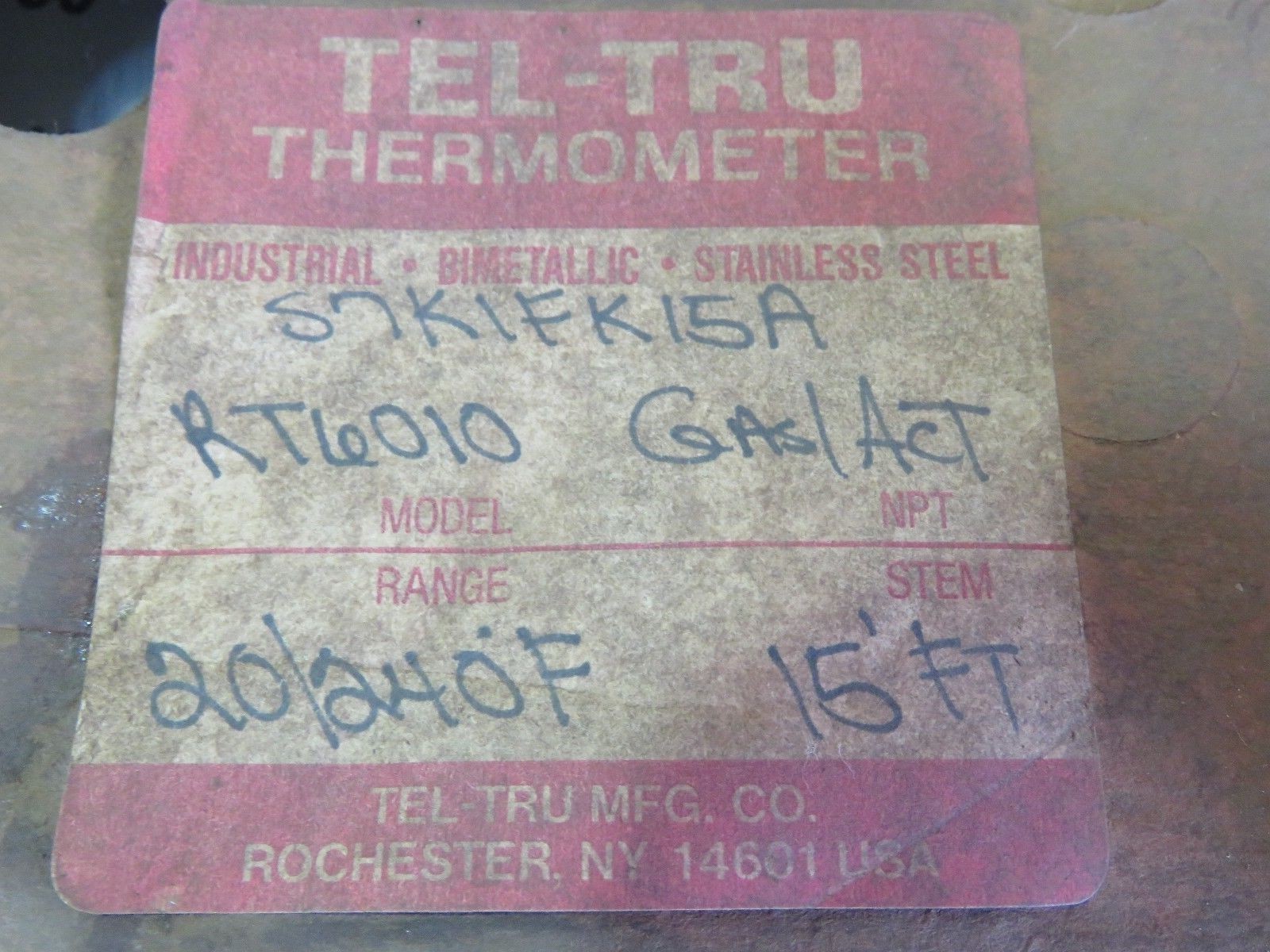 TEL-TRU RT6010 GAS/ACT THERMOMETER NEW