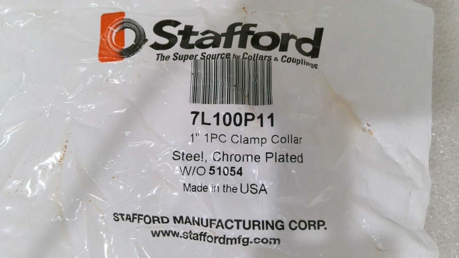 STAFFORD 7L100P11 1″ CLAMP COLLAR, STEEL, CHROME PLATED ( LOT OF 2 )