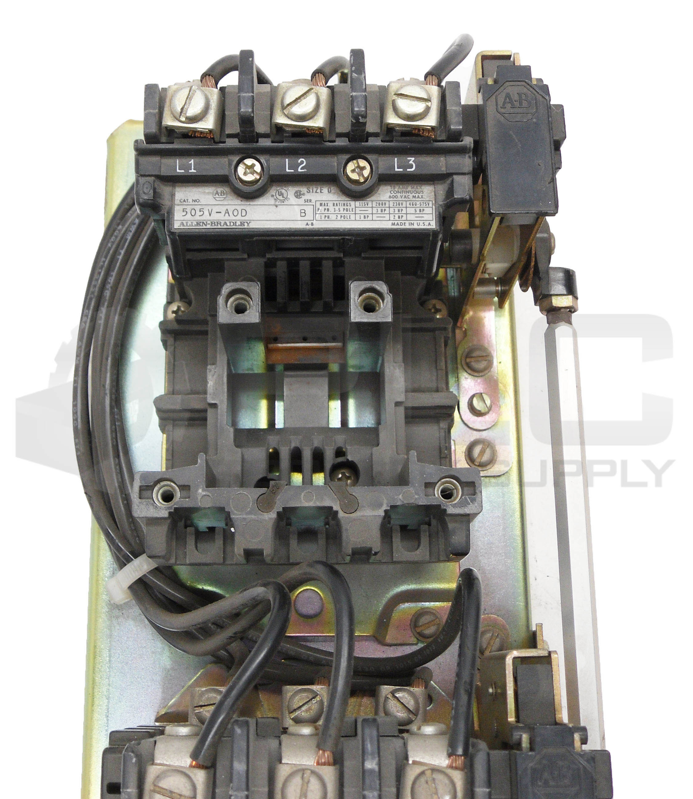 ALLEN BRADLEY 505V-A0D /B REVERSING STARTER SIZE 0 600VAC W/ CB236 COIL 505V-AOD