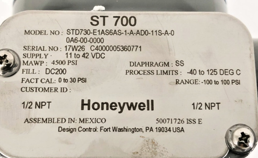 New Honeywell STD730-E1AS6AS-1-A-AD0-11S-A-00A6-00-0000 Pressure Transmitter
