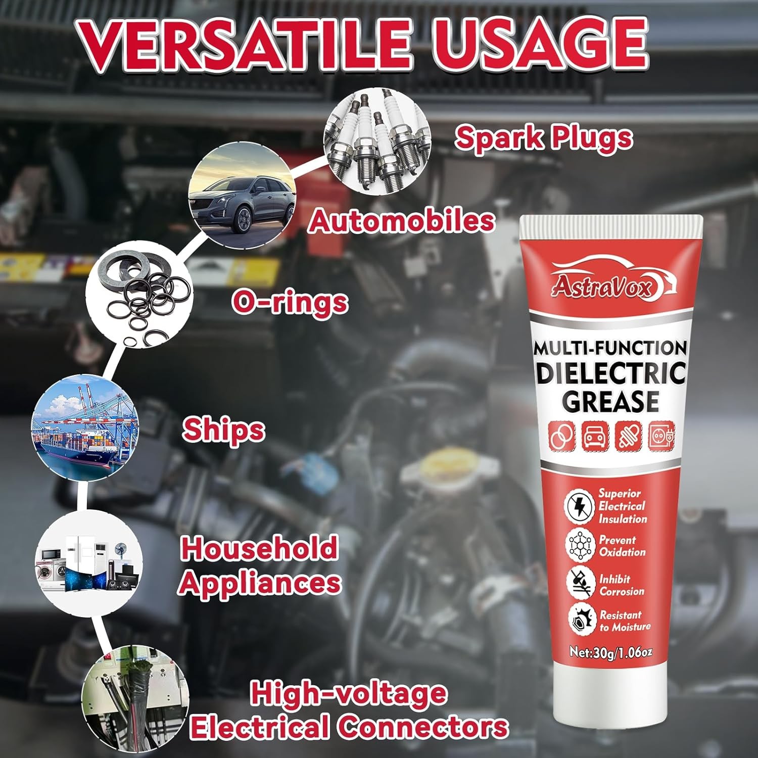 1oz Silicone Dielectric Grease Waterproof Heat-Resistant Spark Plug Brush #169