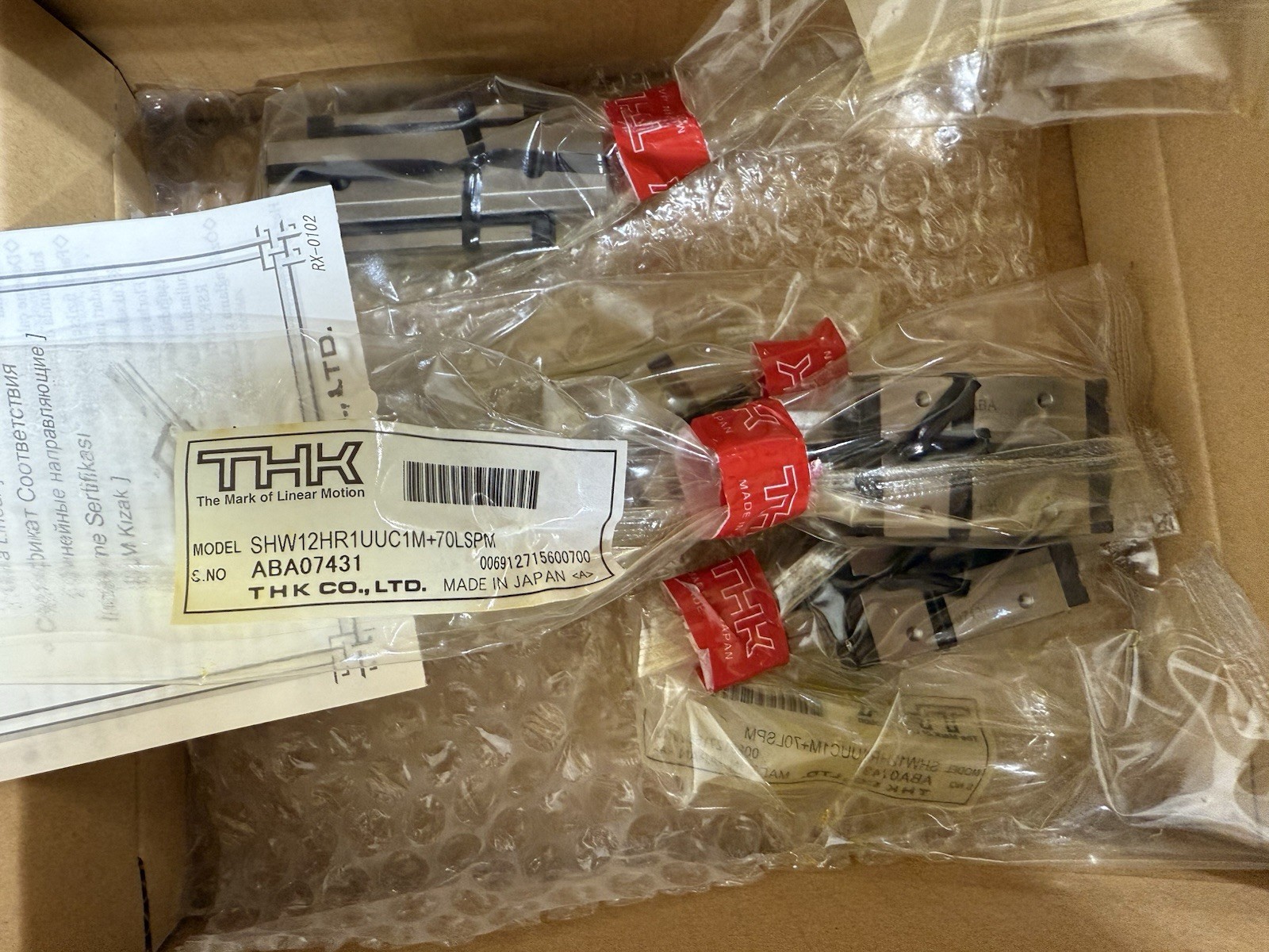 THK Linear Guide Slider SHW12HR (Box Of 8) (Unopened Boxes)