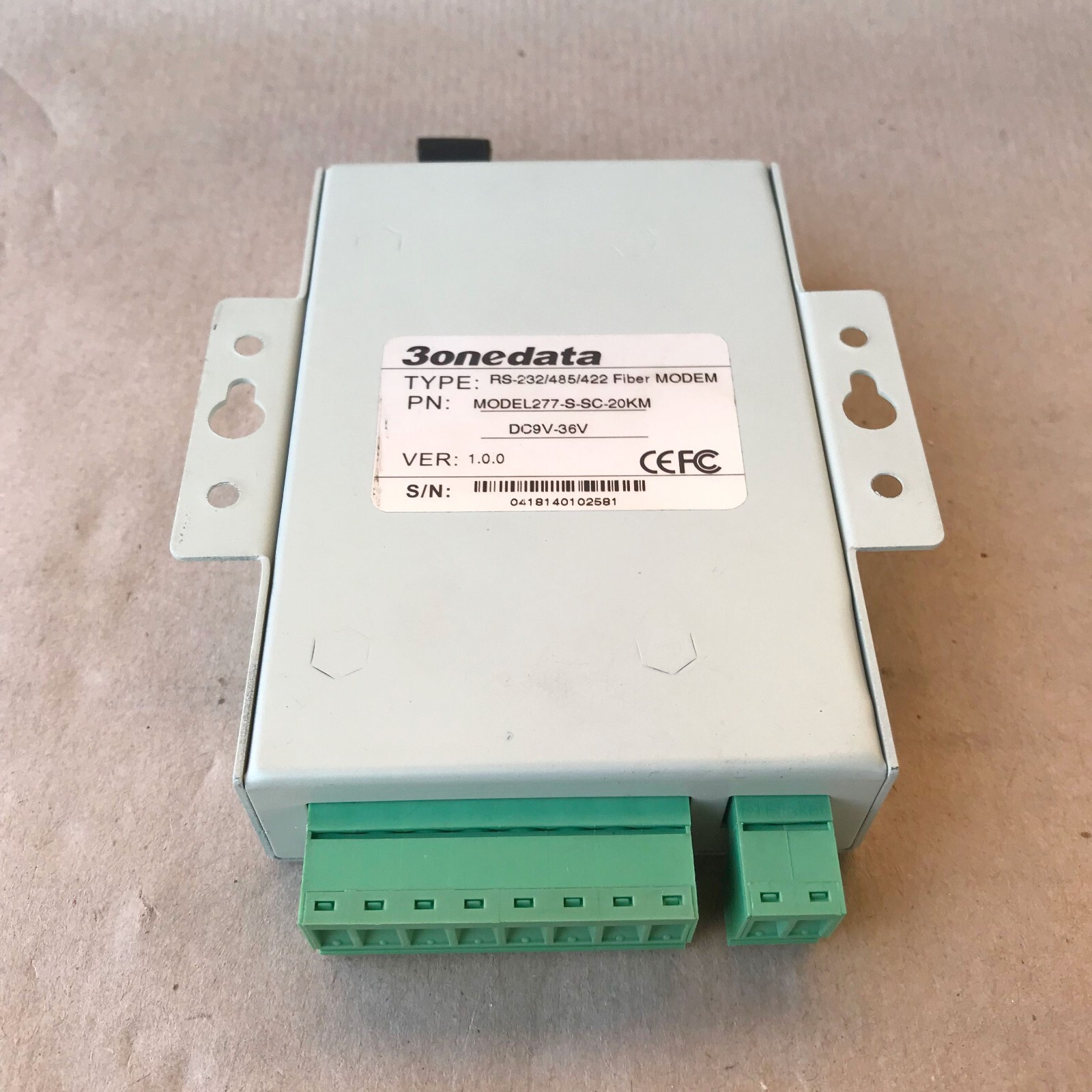 3ONEDATA 277SM INTERFACE ASYNCHRONOUS FIBER MODEM MODEL277-S-SC-20KM