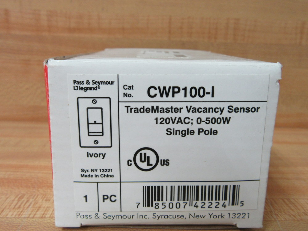 Pass & Seymour CWP100-I TradeMaster Vacancy Sensor CWP100I w/Wallplate