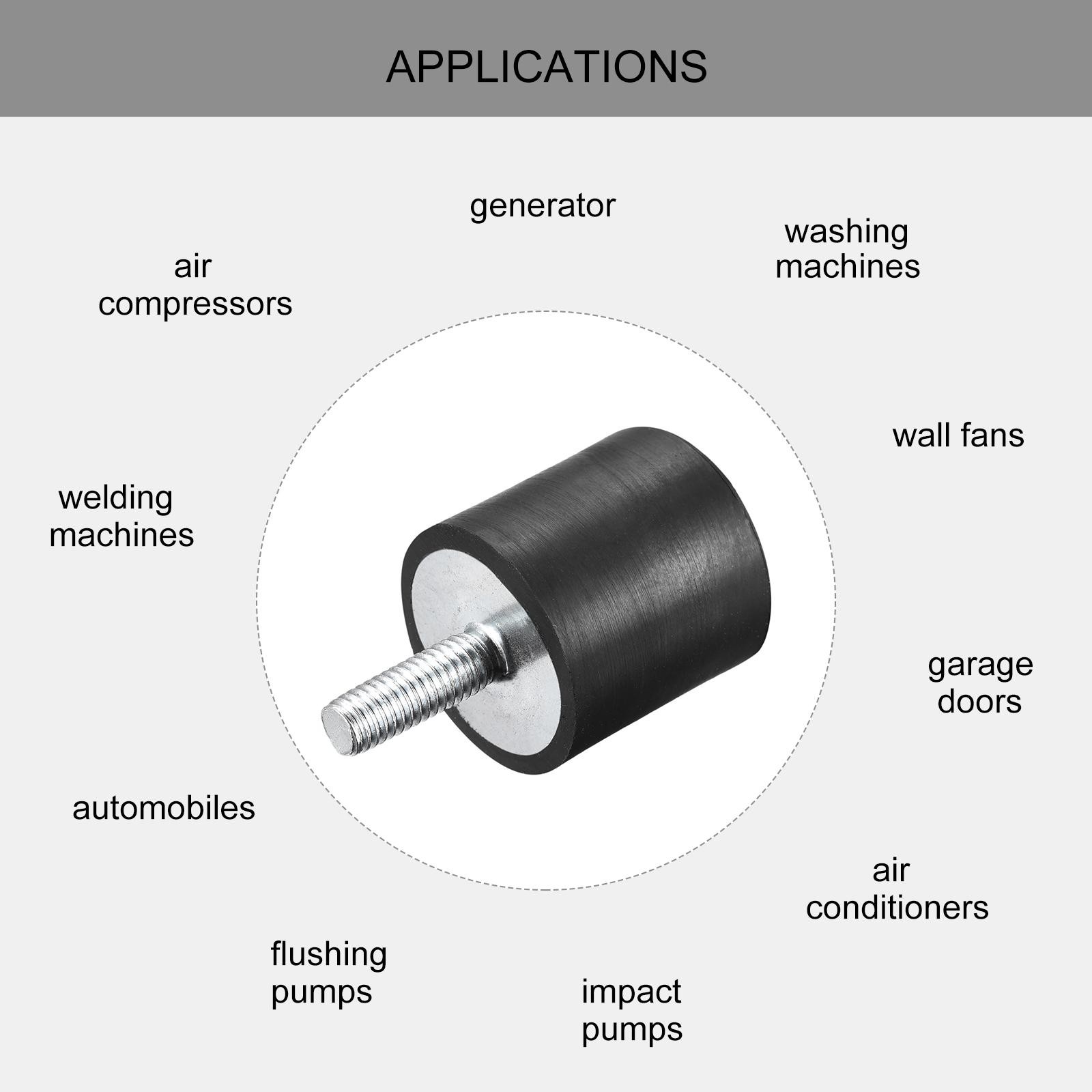 8pcs Rubber Mounts M6 Male/Female Vibration Isolator Shock Absorber D25mmxH25mm