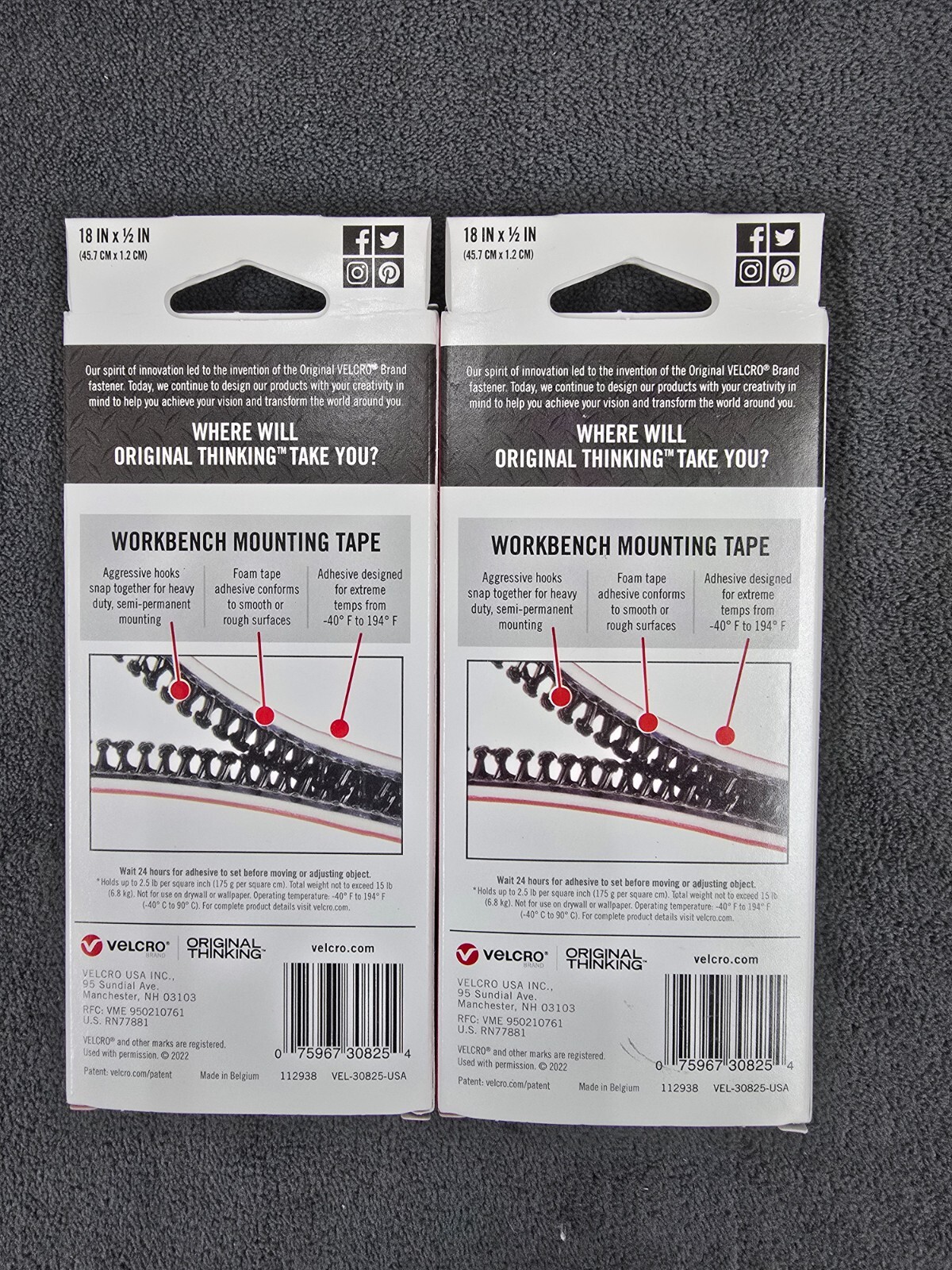 VELCRO 1/2 in. Workbench Mounting Tape W 18 in. of Closure (36 in. of Tape) 6/24