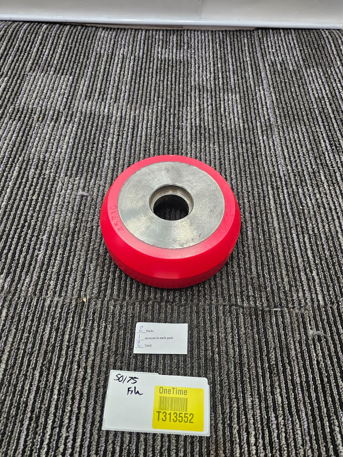 (QTY 2) 45710 Red Silver Replacement Heavy Duty Load Wheel Roller Round 6-1/2″