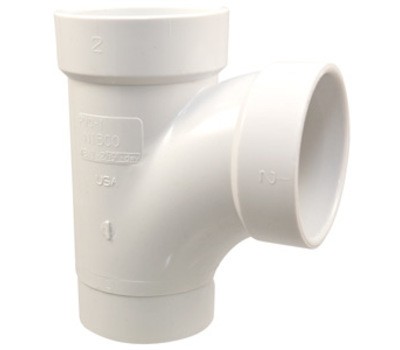 NIBCO 48112RR 2″ Spigot x 1-1/2″ Hub x 1/2″ Hub PVC DWV Sanitary Tee