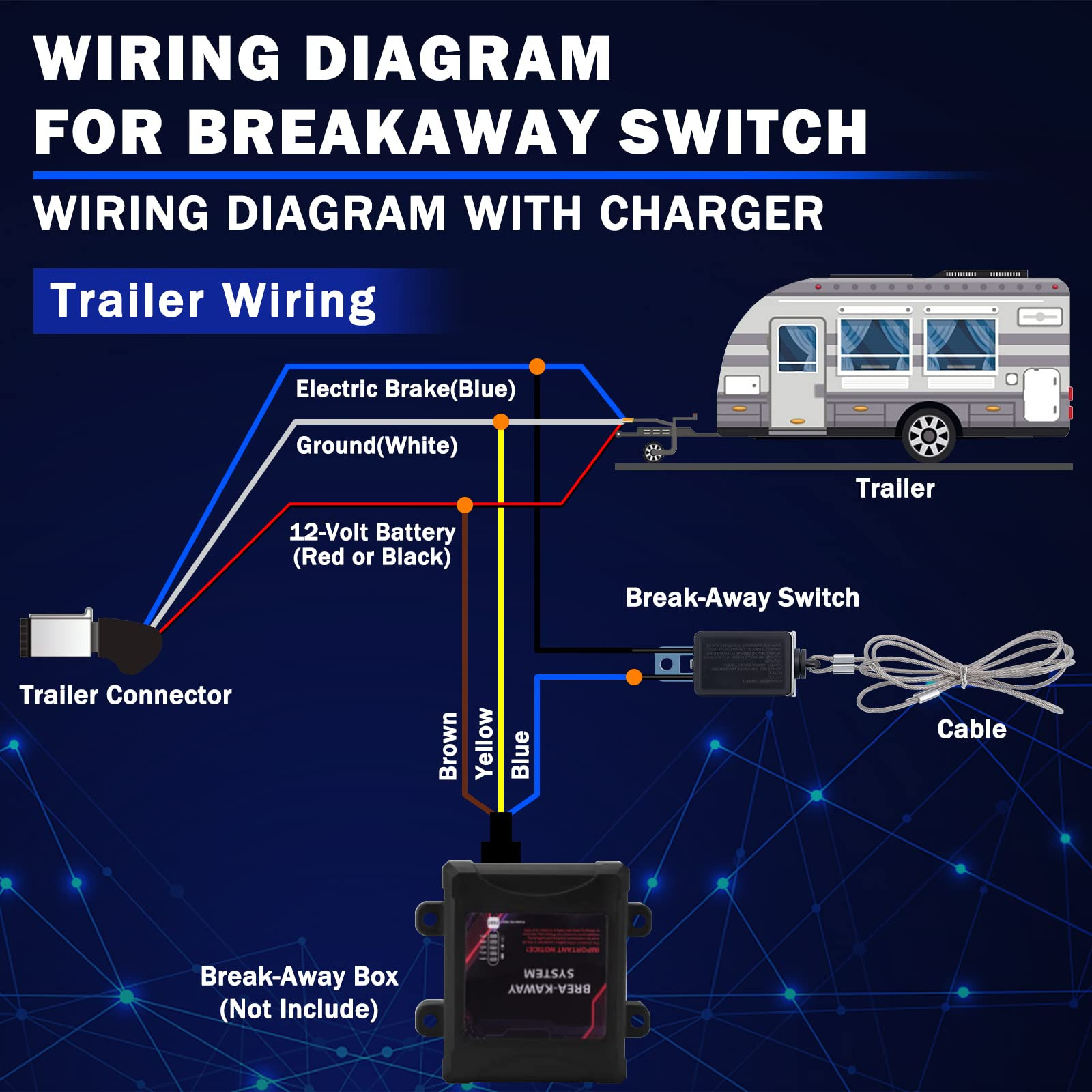 15 FT 7 Way Trailer Cord and 7 Gang Junction Box Kit