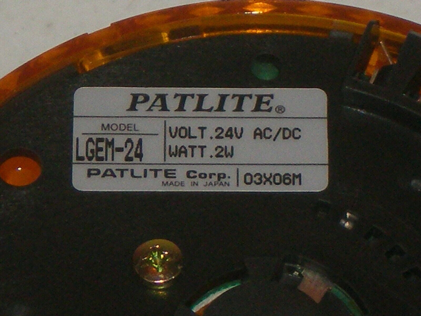 New! Patlite LGEM-24-Y Yellow LED Light Module 24V AC/DC Free Shipping!