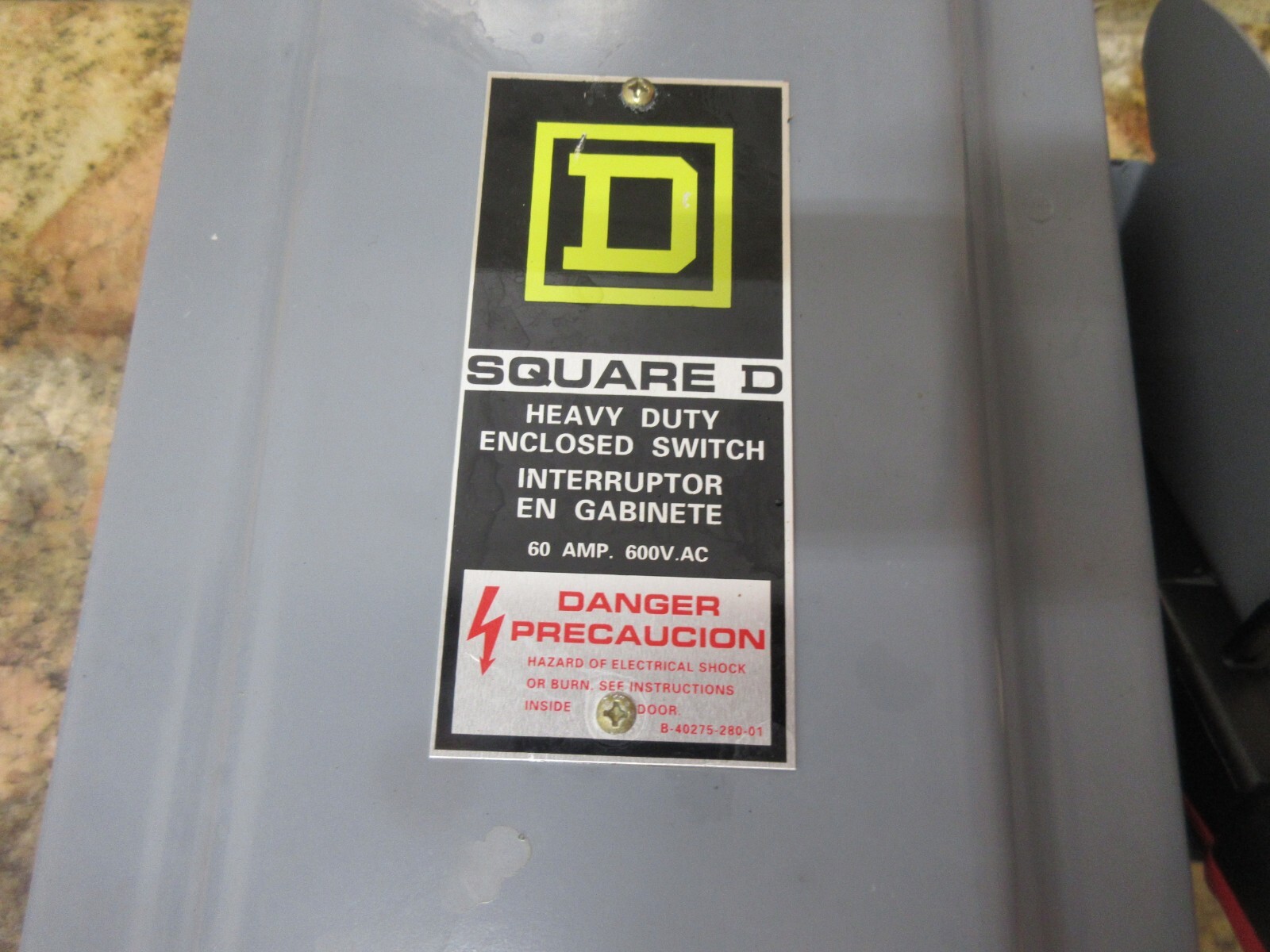 FADAL VMC40 CNC ELECTRICAL SQUARE D ENCLOSED SWITCH KTS-R-40 H362 F1 60AMPS