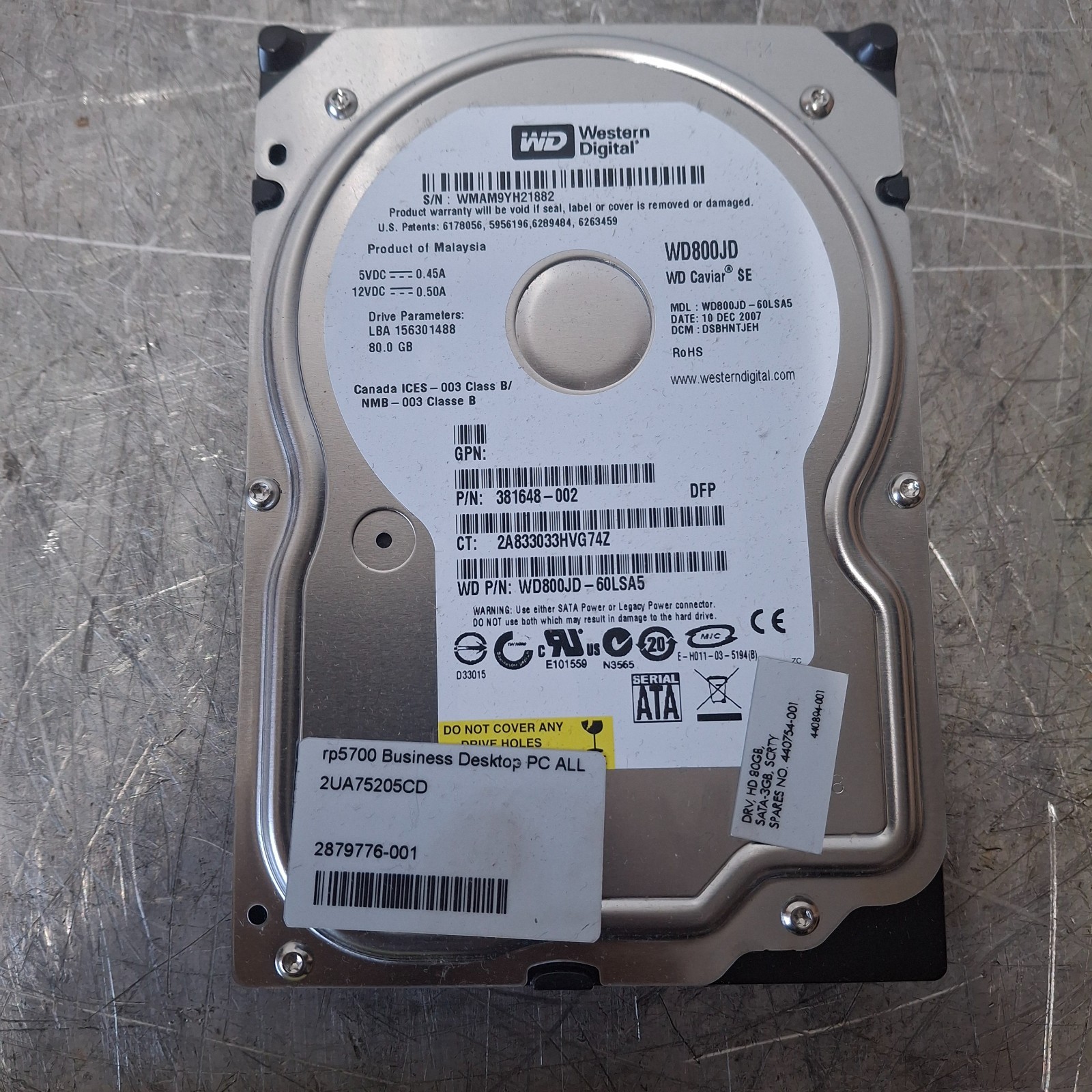 WD Western Digital Caviar Hard Drive 80gb 7.2K SATA Hard Drive WD800JT