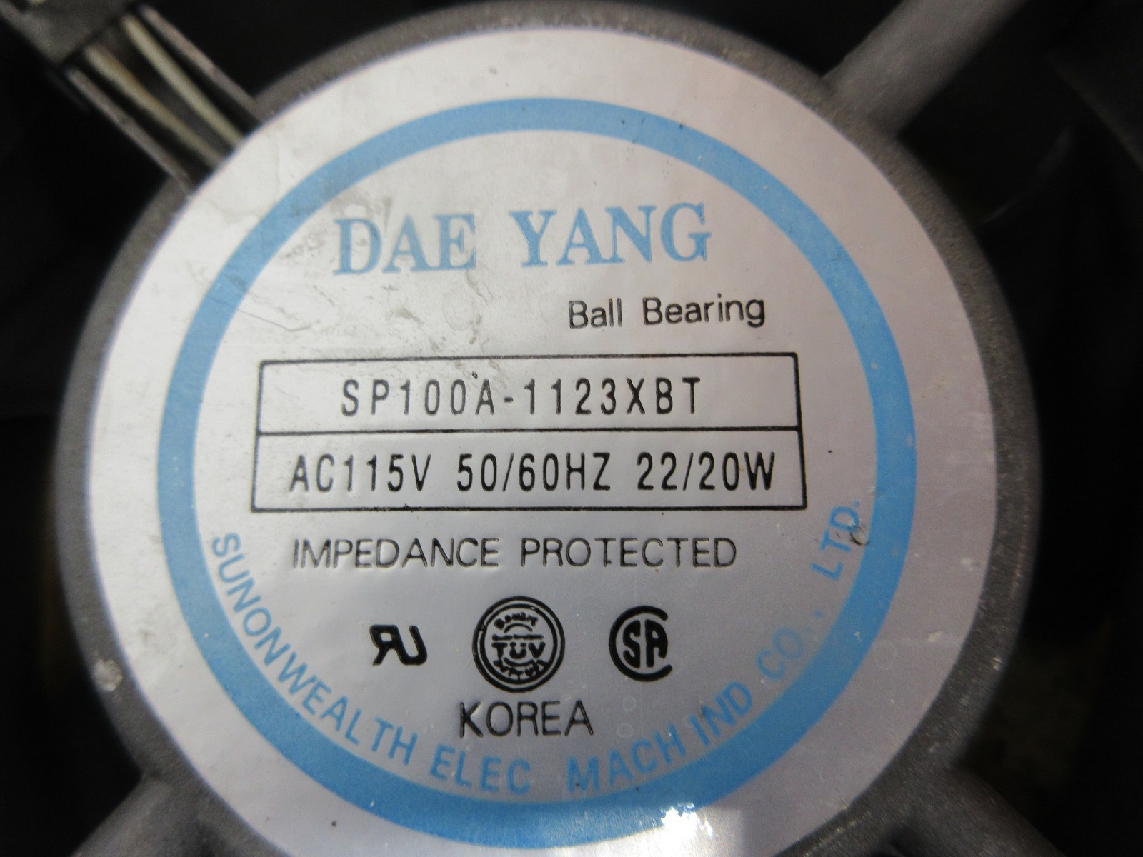 1997 DAEWOO PUMA 6G CNC LATHE DAE YANG SP100A-1123XBT FAN LOT OF 4 PIECES