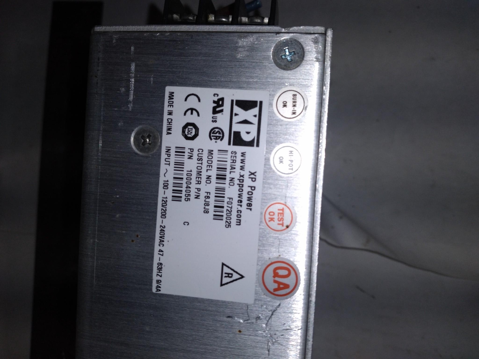 XP POWER F6J8J8 100-240VAC 47-63HZ 9/4A