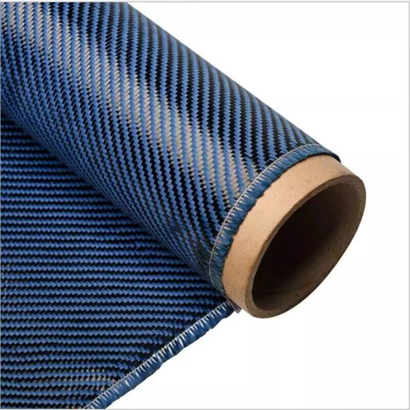 12″ x 5FT Twill Weave Carbon Fiber Fabric Cloth Black Blue(3K, 9.1oz, 59″ x 12″)