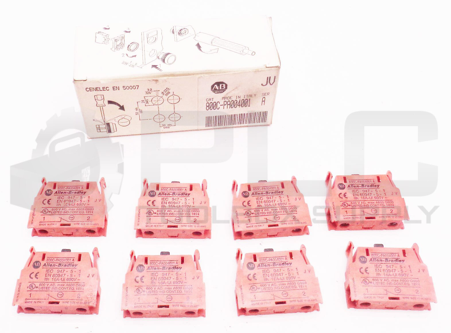 BOX OF 8 NEW ALLEN BRADLEY 800C-PA004001 /A CONTACT BLOCKS 600VAC 690V