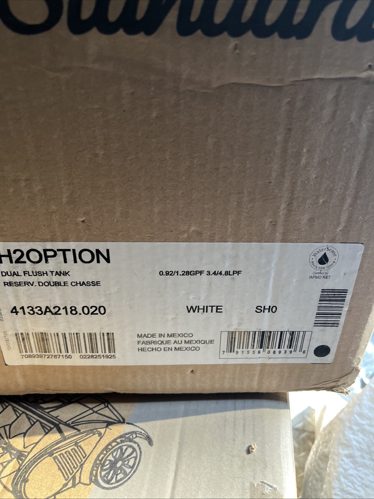 4133A218.020 American Standard H2Option 0.92/1.28 GPF Dual Flush Tank Only