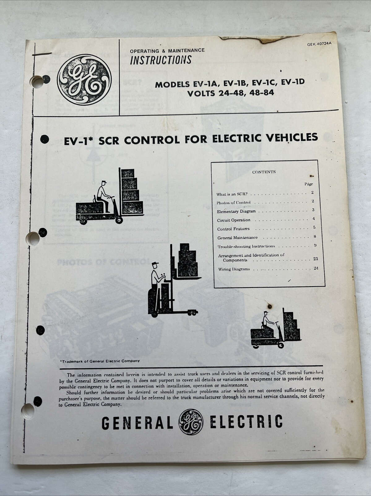 General Electric GEK-40724B Instruction Manual For EV-1* SCR Control
