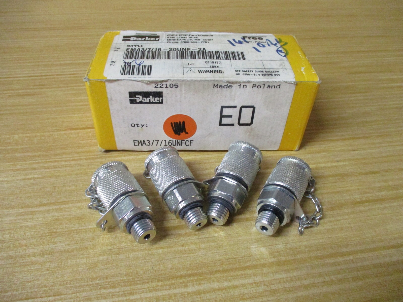 Parker EMA3/7/16UNFCF SensoControl Test Points EMA3/7/16-20UNF-2A (Pack of 4)