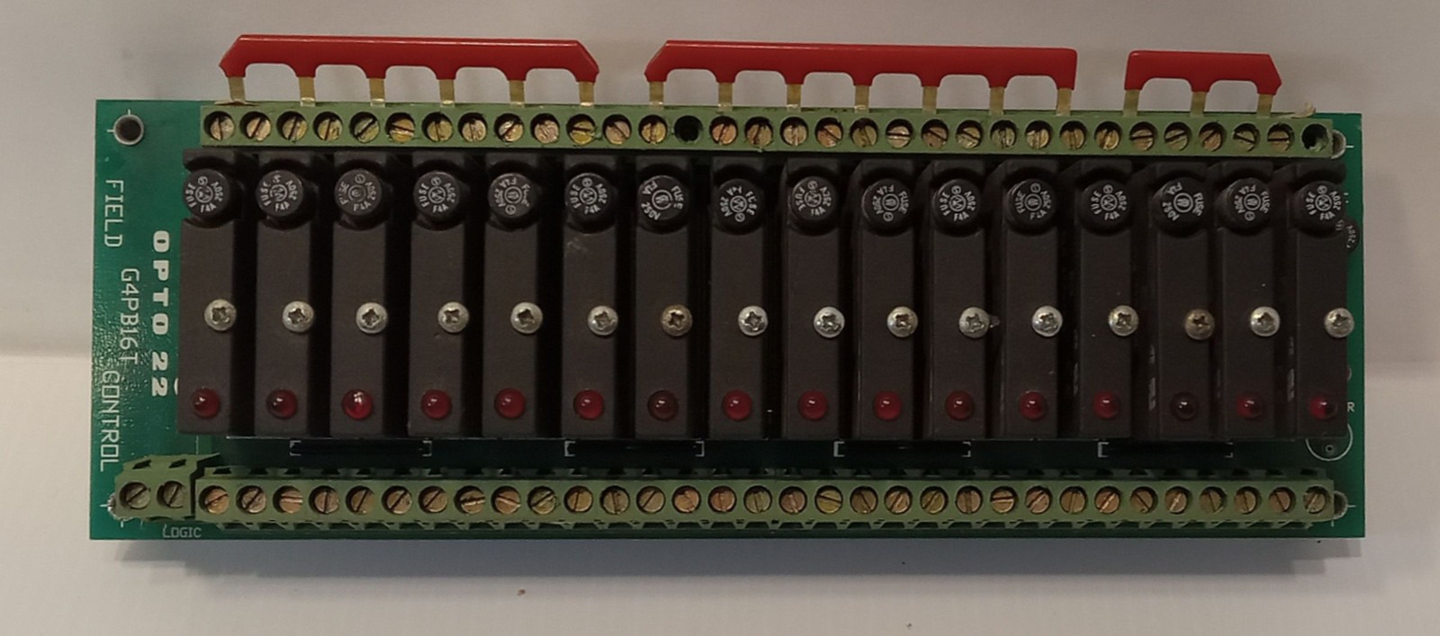 1 USED OPTO 22 G4PB16T FIELD CONTROL BOARD W/ 16 OPTO 22 G4-OAC24 **MAKE OFFER**