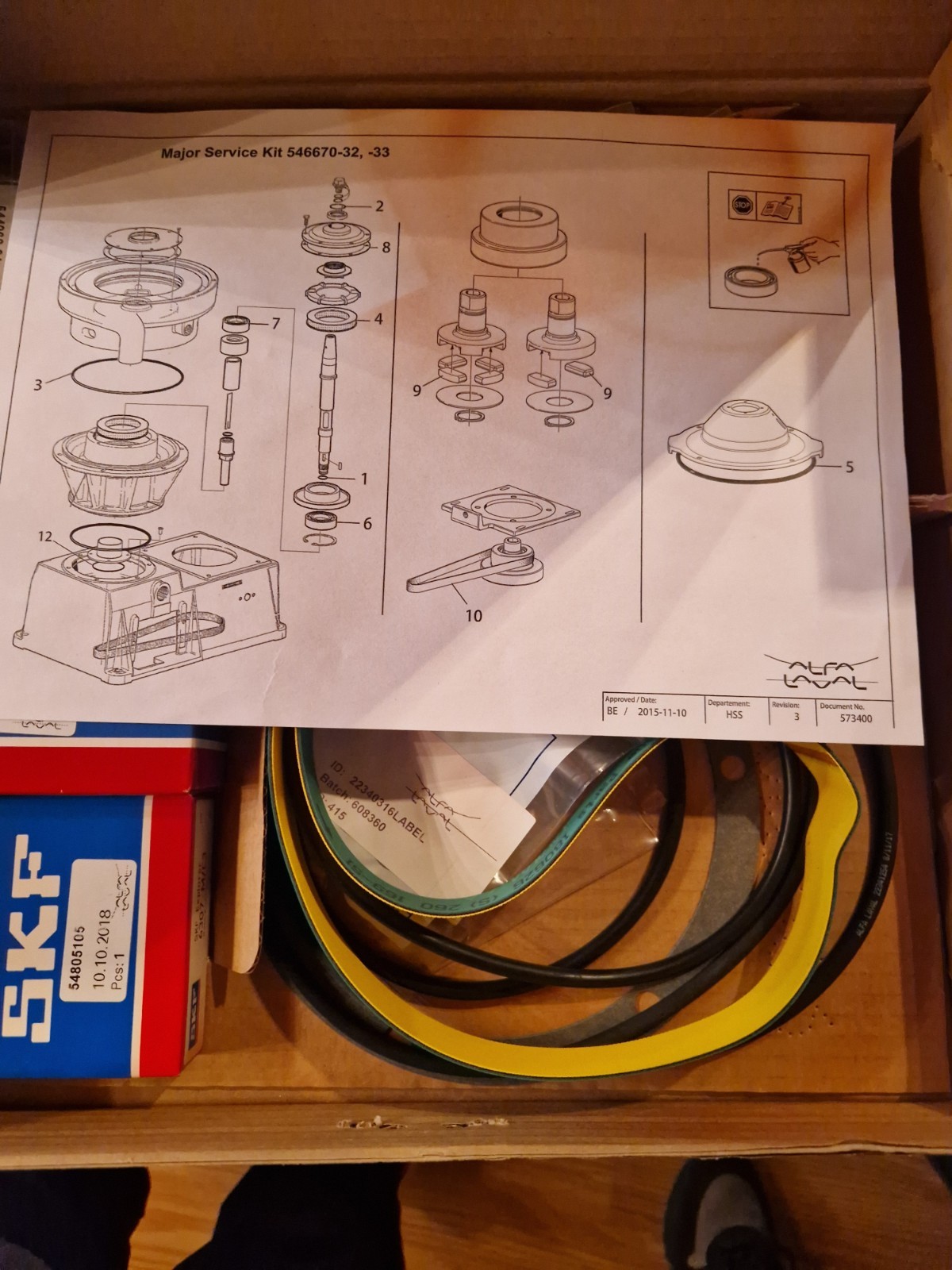 Alfa Laval, Major Service Kit, 54667021, New open box.