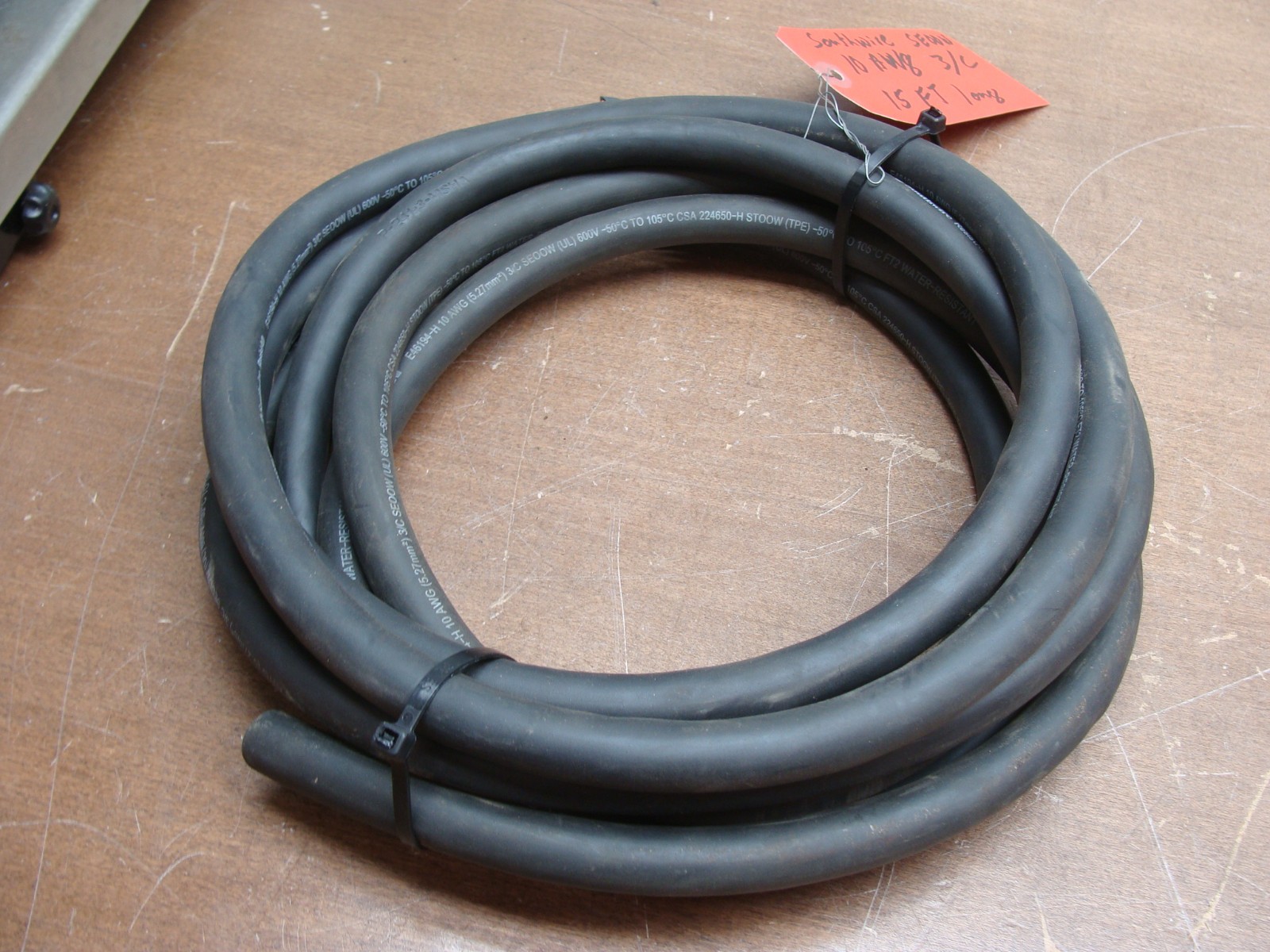 SOUTHWIRE RESISTALL SEOOW 10 AWG 3/C POWER CABLE 15 FEET