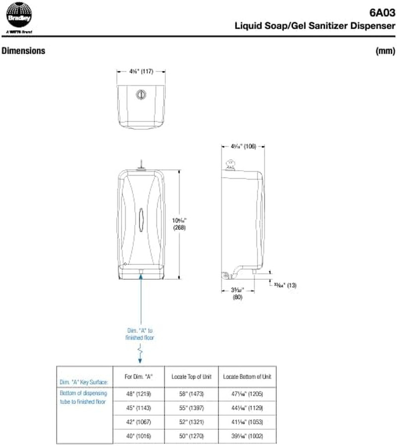 6A03-110000 Automatic Liquid Soap/Gel Sanitizer Dispenser, 27-Ounces