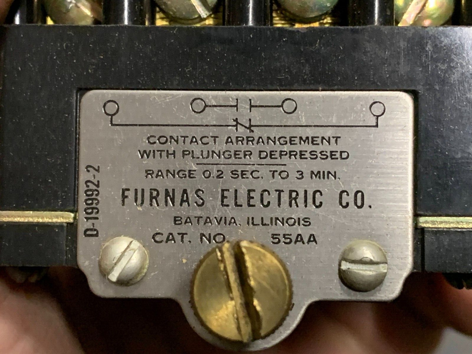 Furnas Pneumatic Timing Relay 60Hz:110-120V, 50Hz:110V Off Delay P/N 55BA2AF1